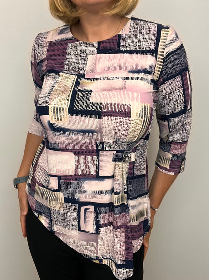 EMILY round neck top with dipped hem