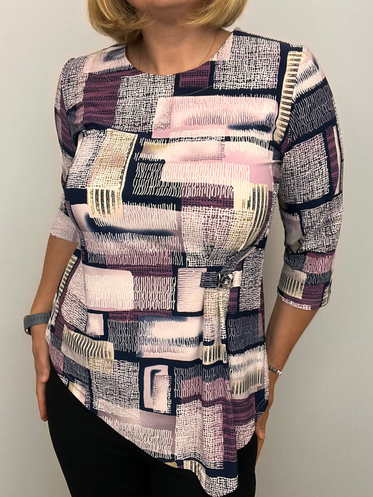 EMILY round neck top with dipped hem