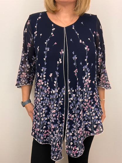 JUDITH chiffon cape-like effect top