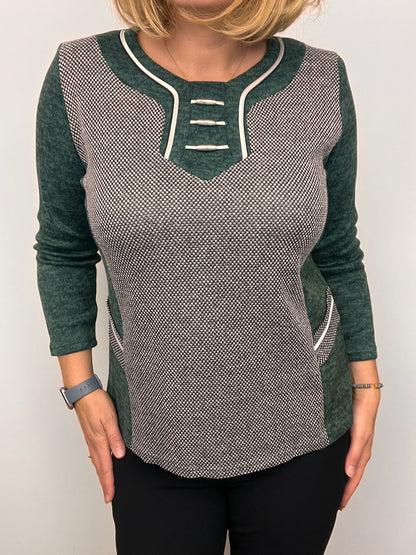 SALMA green fine knit winter top