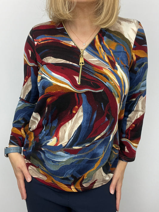 PAULINE fine knit zip top