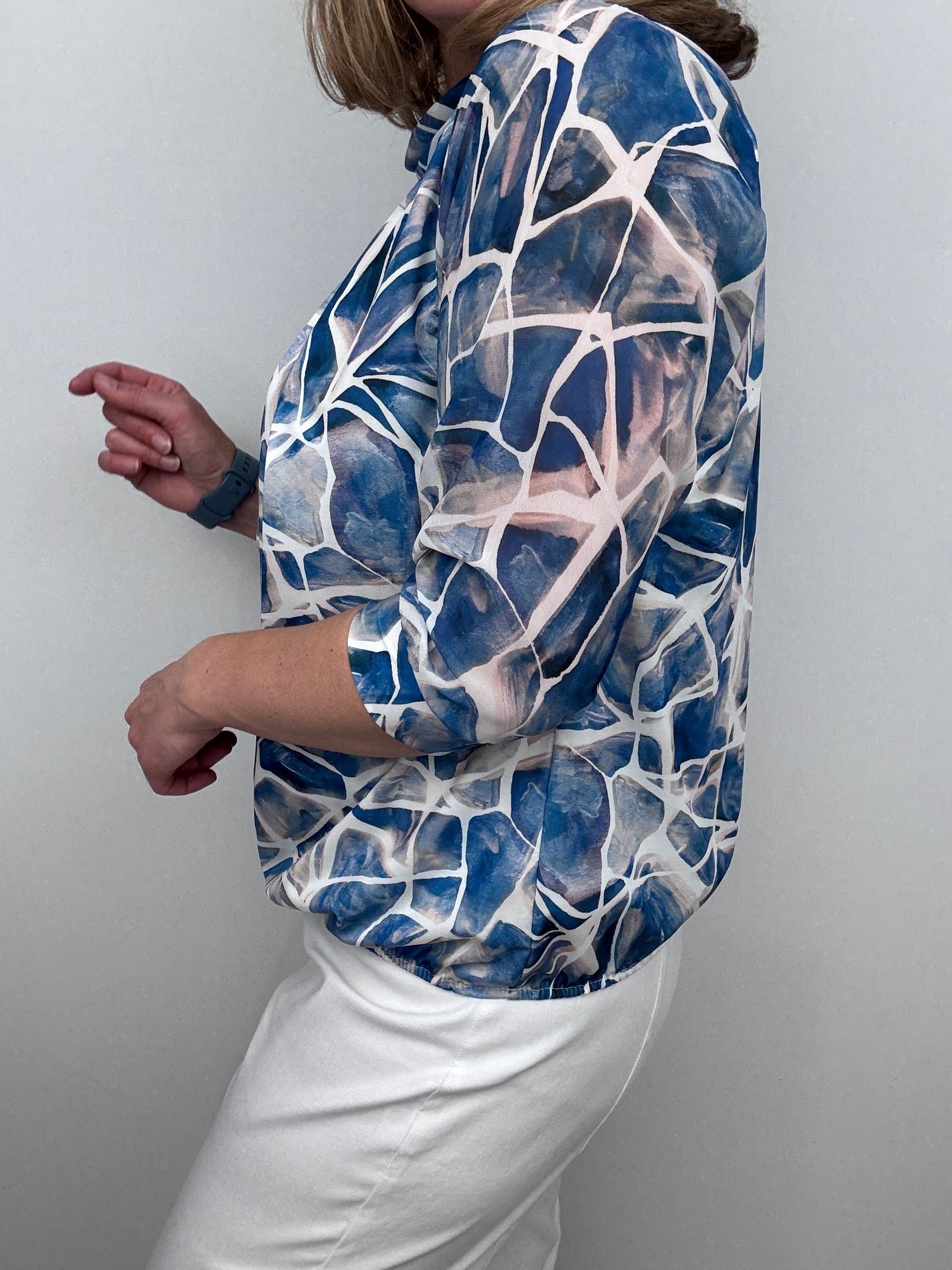 FREYA high neck top with gently elasticated hem