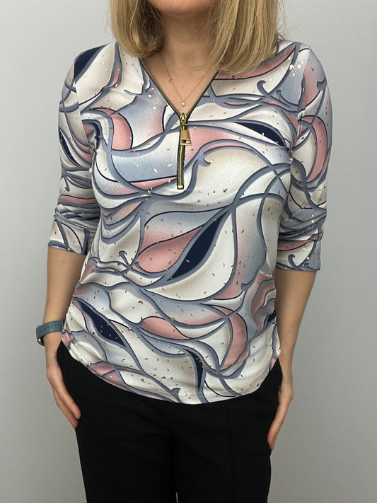 CLAUDIA 3/4 sleeve zip top