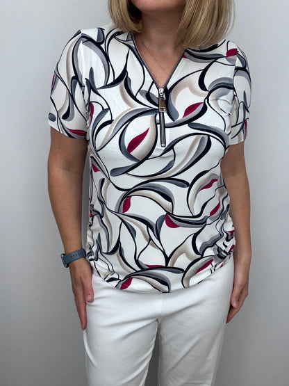 KAREN short sleeve zip top