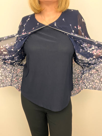 JUDITH chiffon cape-like effect top