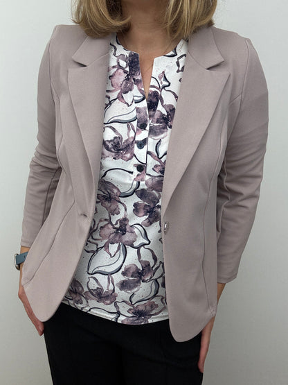 Mink pink fabric jacket with lapel collar