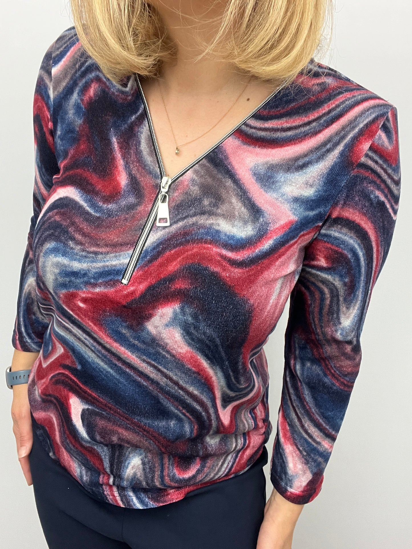 ARIA fine knit zip top