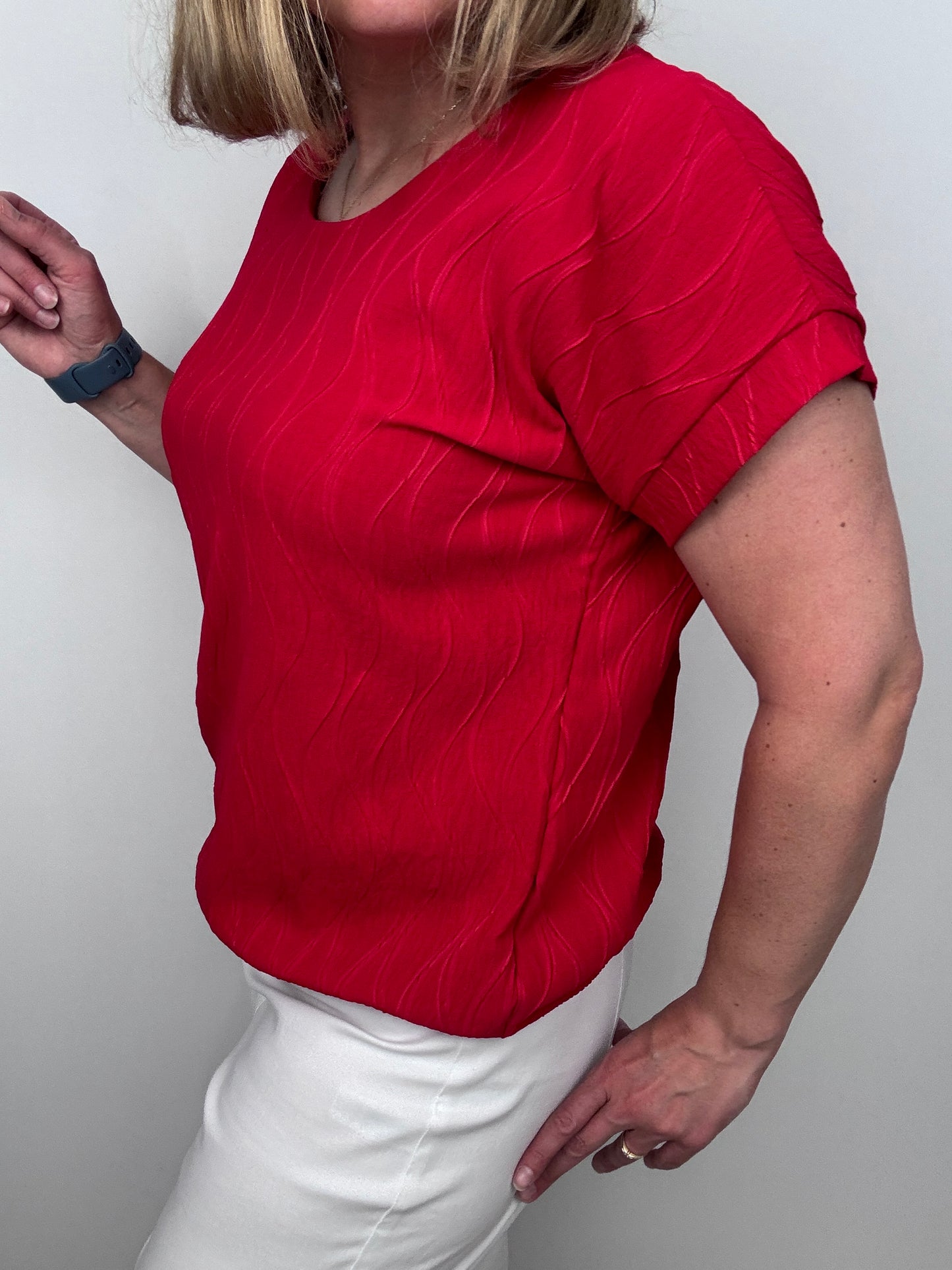 GEMMA textured wave top - red