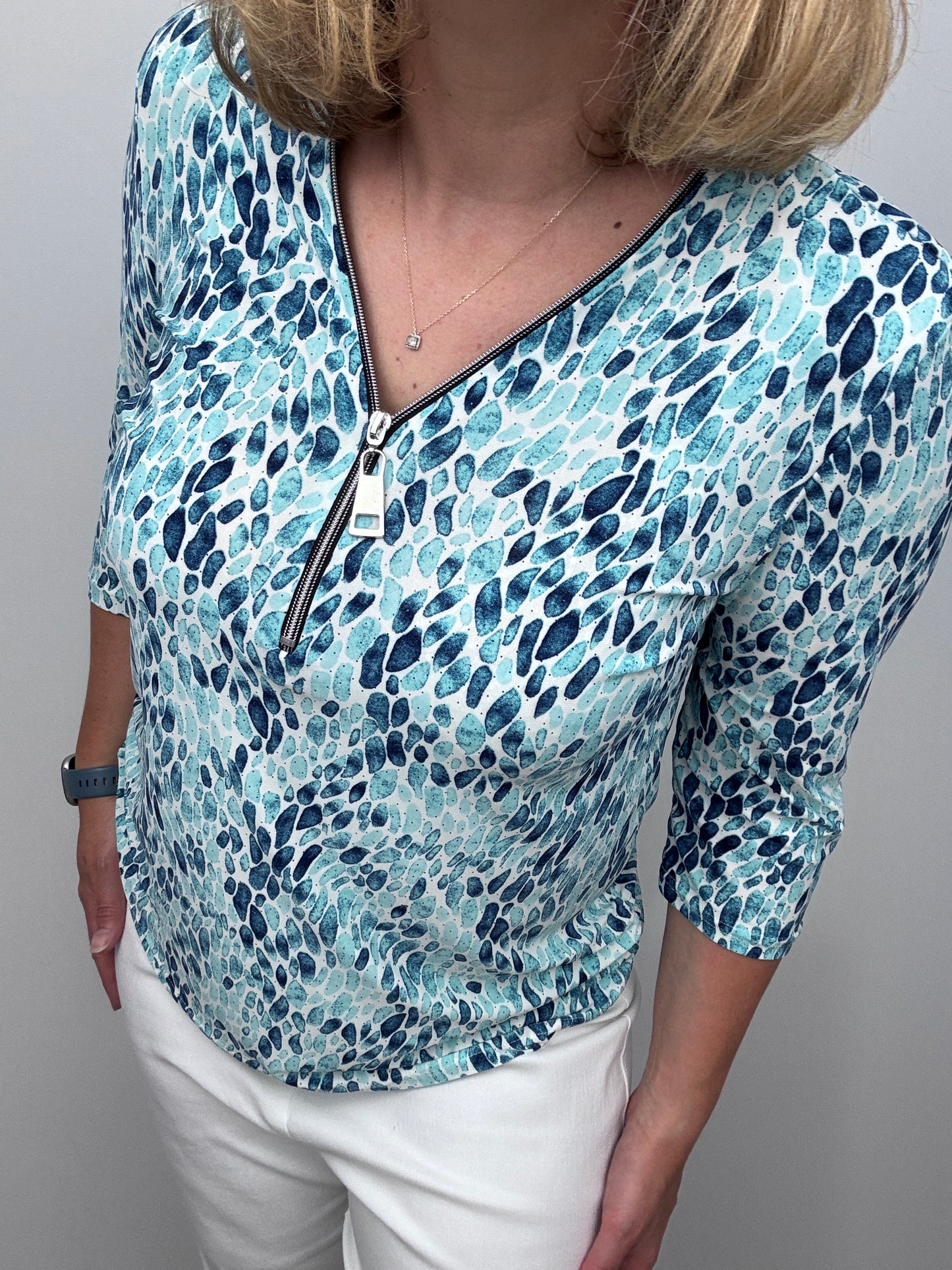 EILEEN 3/4 sleeve zip top