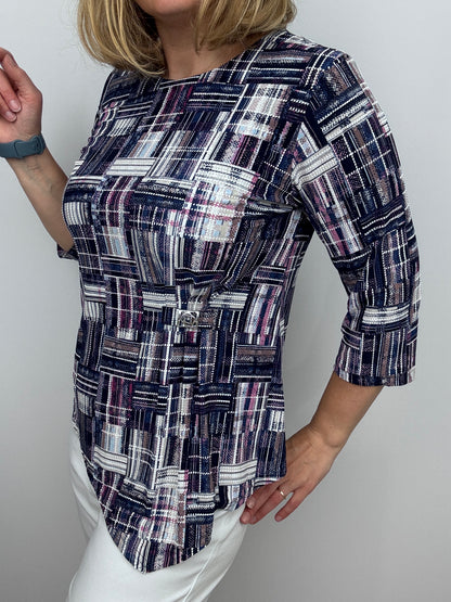 VIOLA round neck top with dipped hem