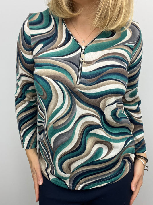 KITTY fine knit zip top