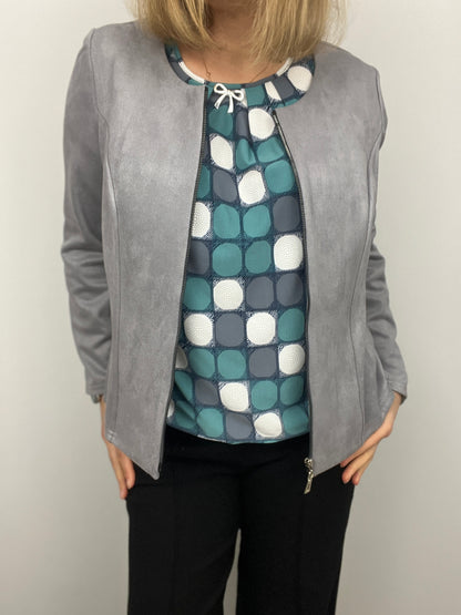 Silver Grey Suedette jacket