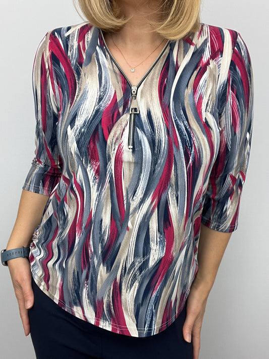LEAH 3/4 sleeve zip top