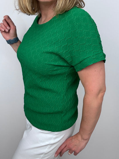 DAVINA textured emerald green top
