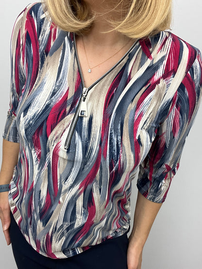 LEAH 3/4 sleeve zip top