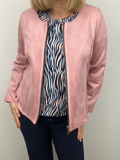 Powder pink suedette jacket