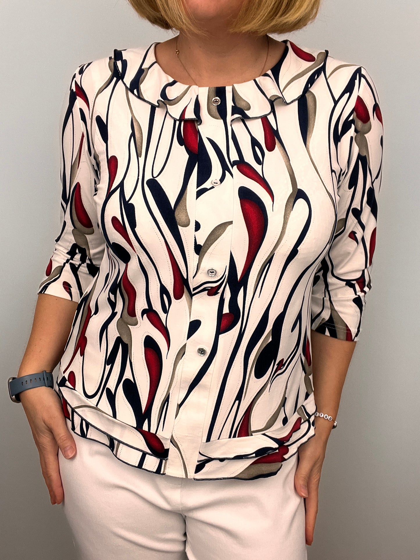 SALLY top with single frill neckline