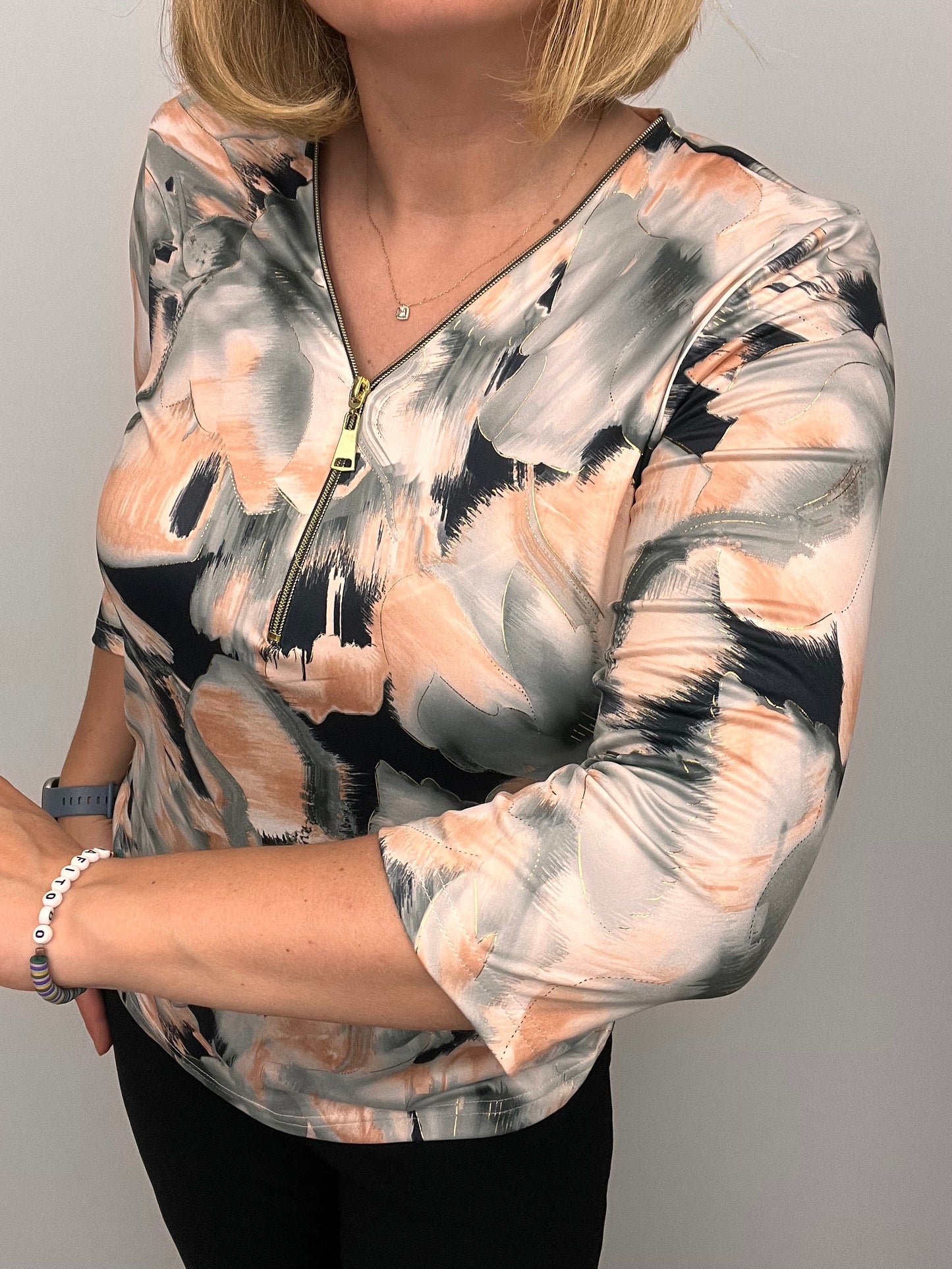 ABIGAIL zip top 3/4 sleeve