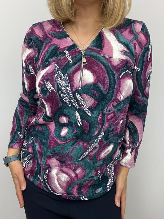 DEIRDRE fine knit zip top