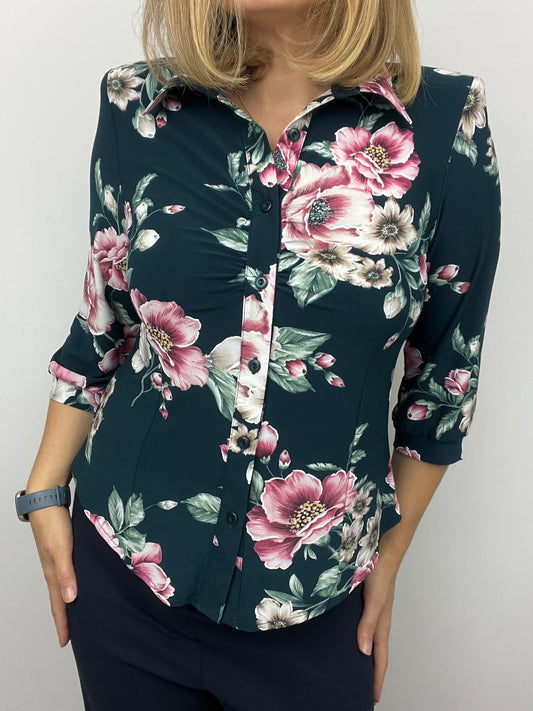RITA green button down blouse
