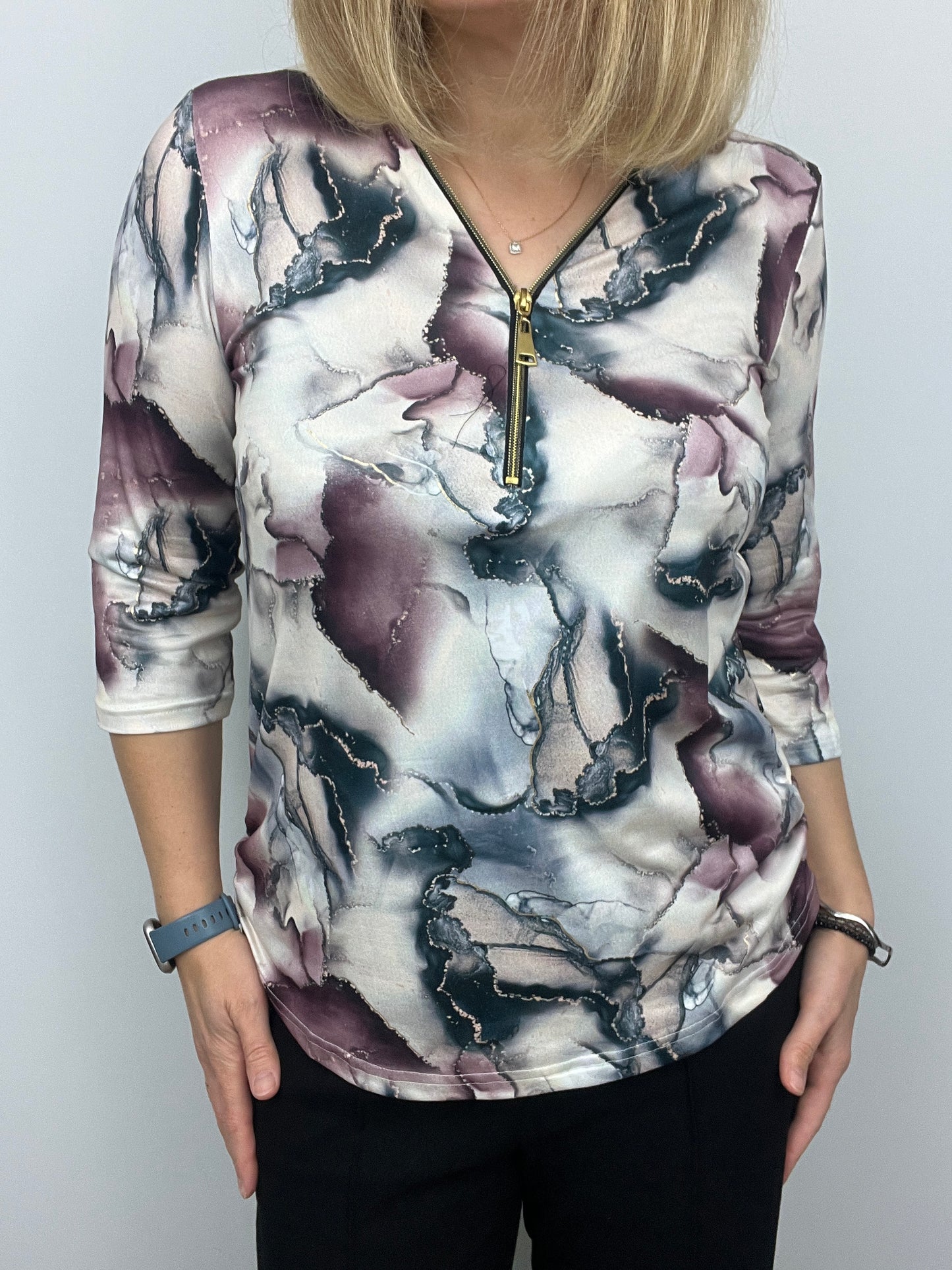 BRENDA zip top 3/4 sleeve