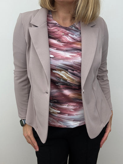 Mink pink fabric jacket with lapel collar