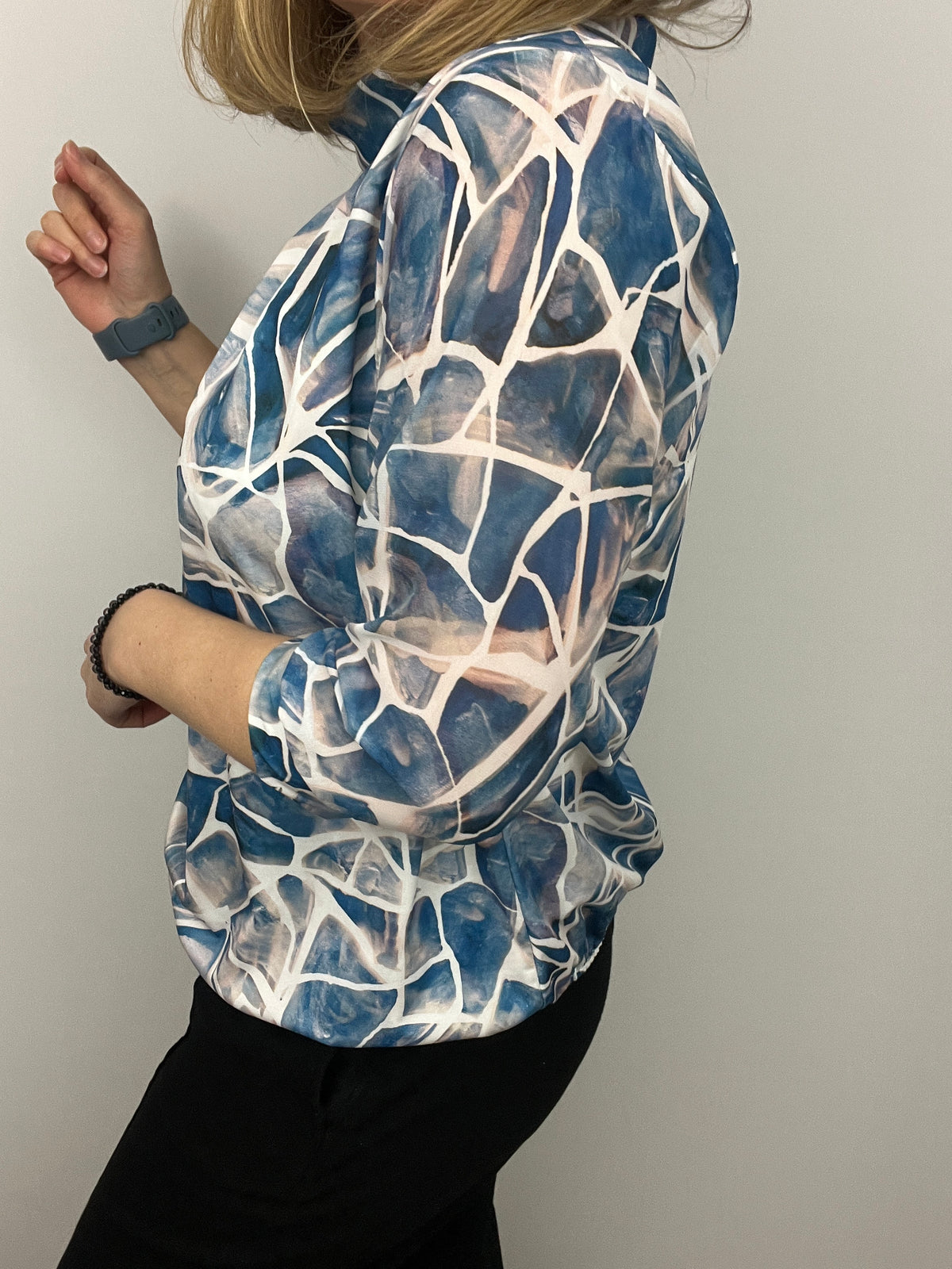FREYA high neck top with gently elasticated hem