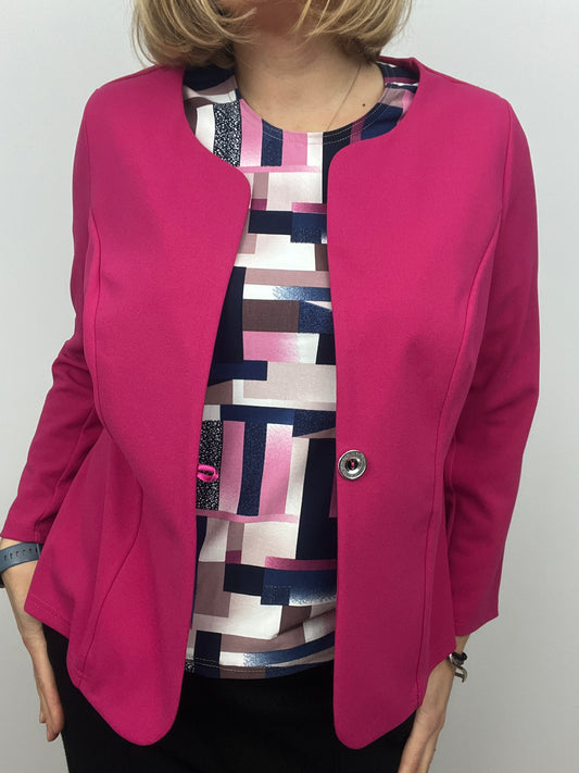 Fuchsia One-button fabric jacket