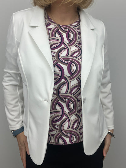Cream fabric jacket with lapel collar