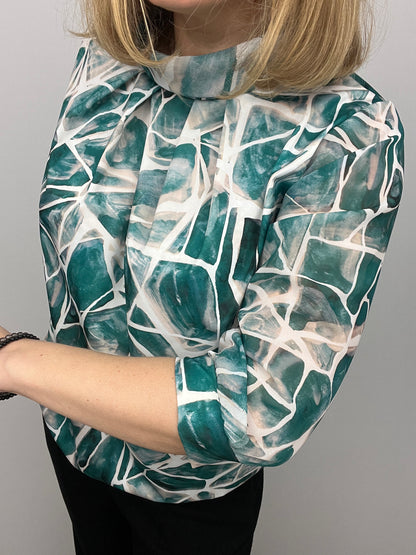 SABRINA high neck top with gently elasticated hem