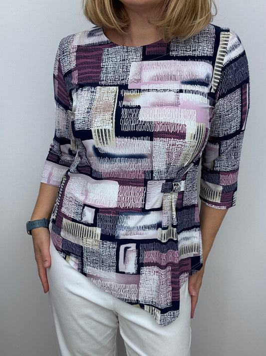 EMILY round neck top with dipped hem