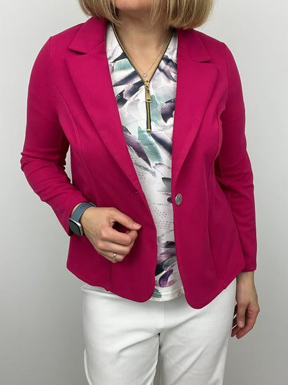 Fuchsia fabric jacket with lapel collar