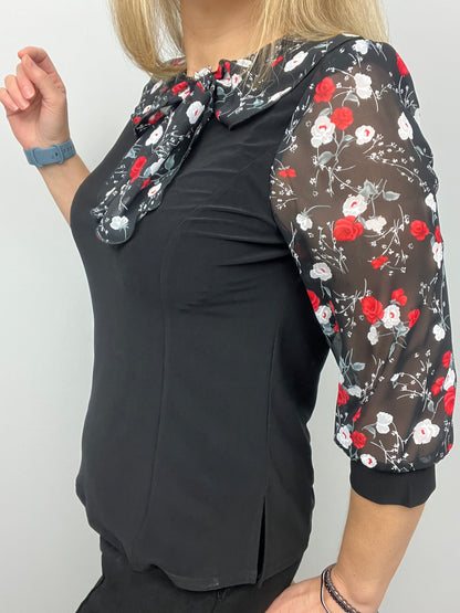 CAROL top with bow detail at neckline