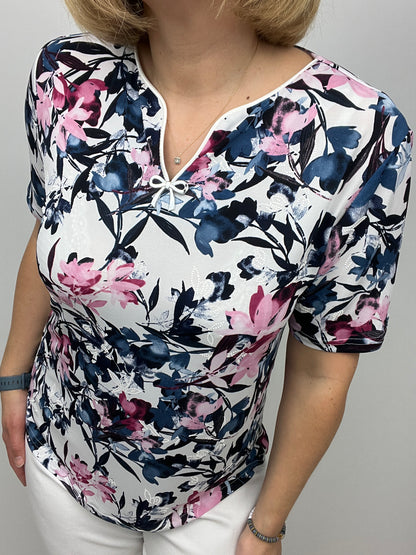 ORCHID short sleeve top with mini-V