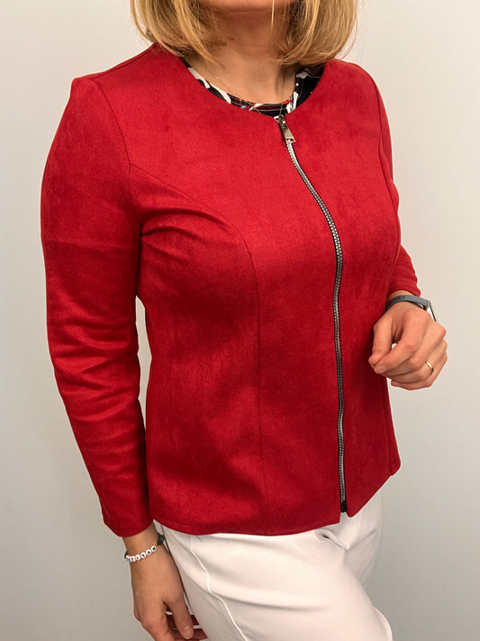 Faux Suede jacket red