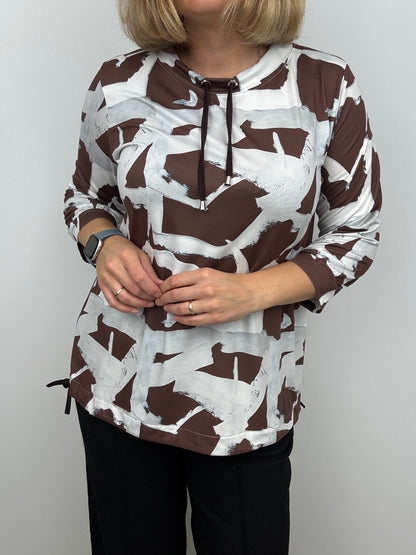 LYNDA soft brushed abstract print high-neck top