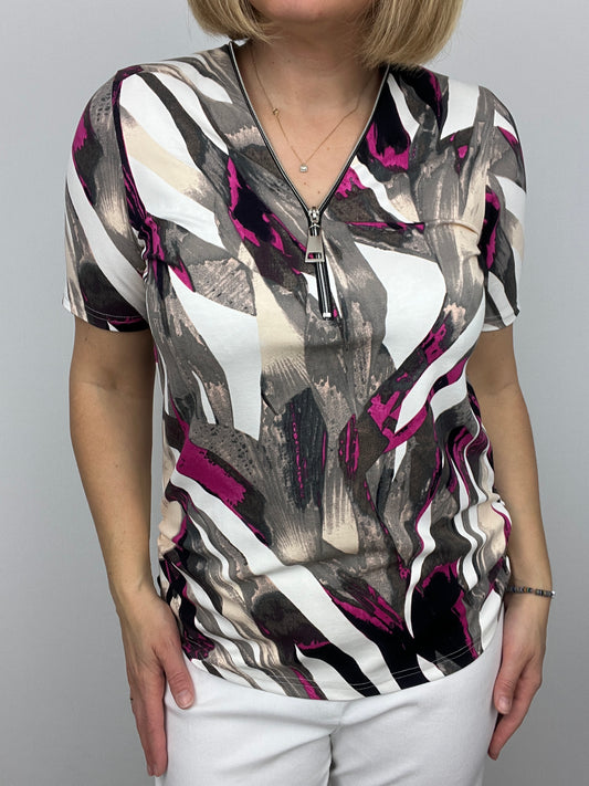 ALEXIS short sleeve zip top