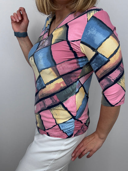 LEAH 3/4 sleeve zip top