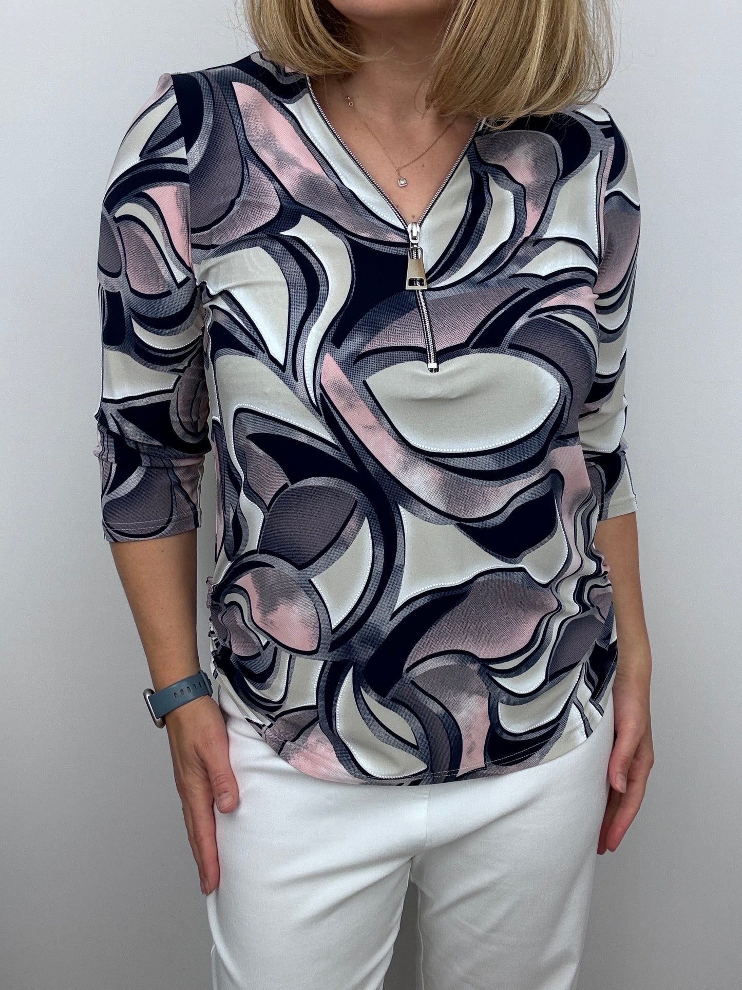RACHEL 3/4 sleeve zip top