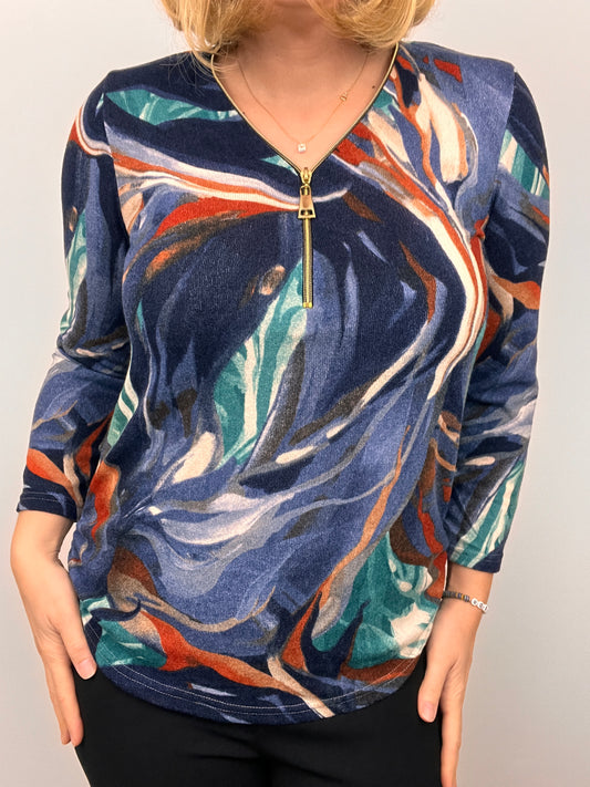 BRITTANY fine knit zip top