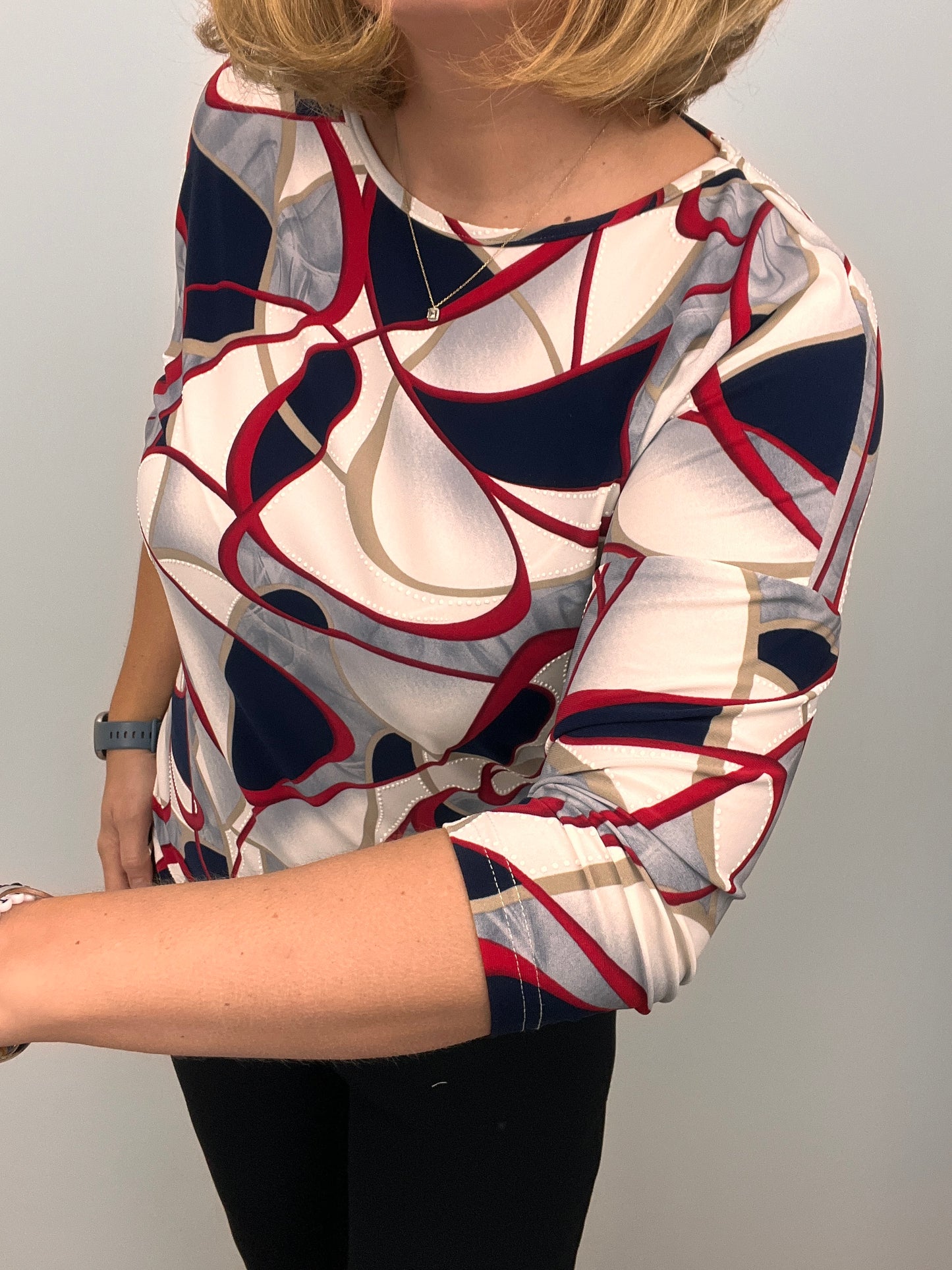 JOAN round neck top with ruched sides