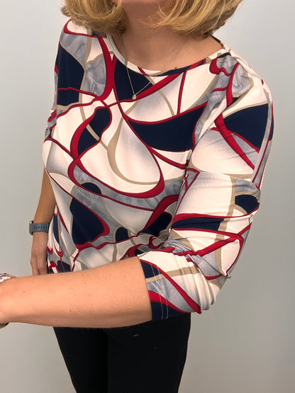 JOAN round neck top with ruched sides