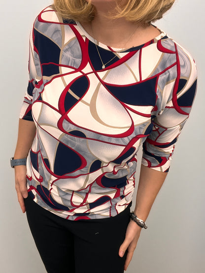 JOAN round neck top with ruched sides