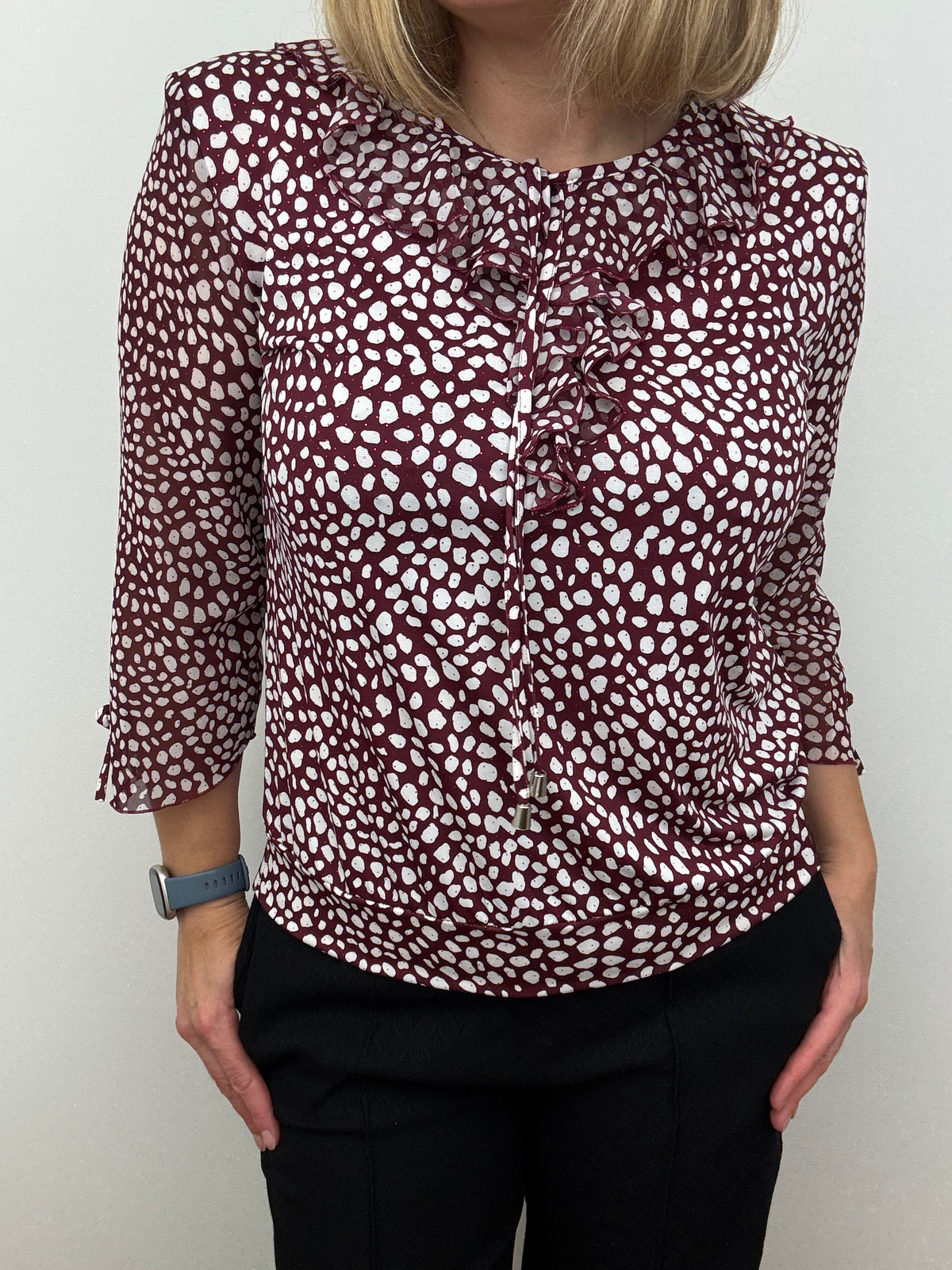 LAYLA burgundy ruffle top
