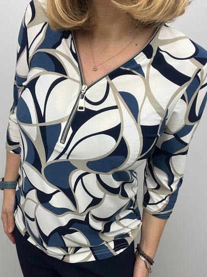 GABRIELLE 3/4 sleeve zip top