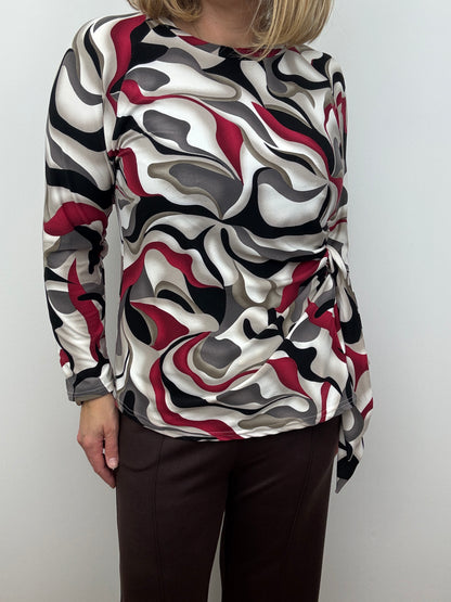 SUZANNE peachy feel long sleeve wrap-style top