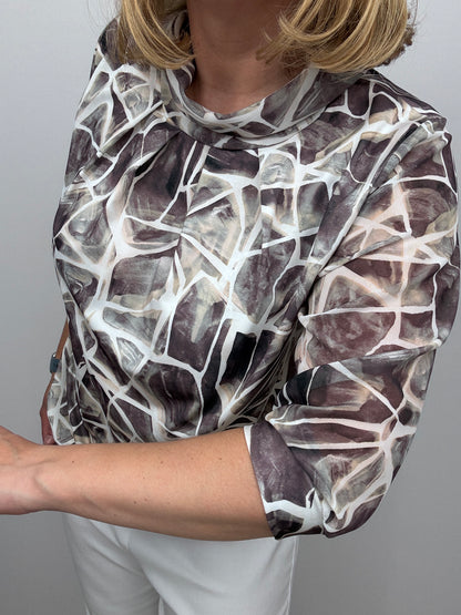 GERALDINE high neck top with gently elasticated hem