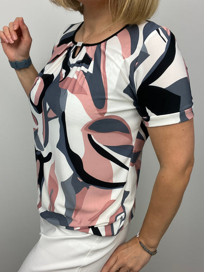 ARIA short sleeve top with elasticated hem