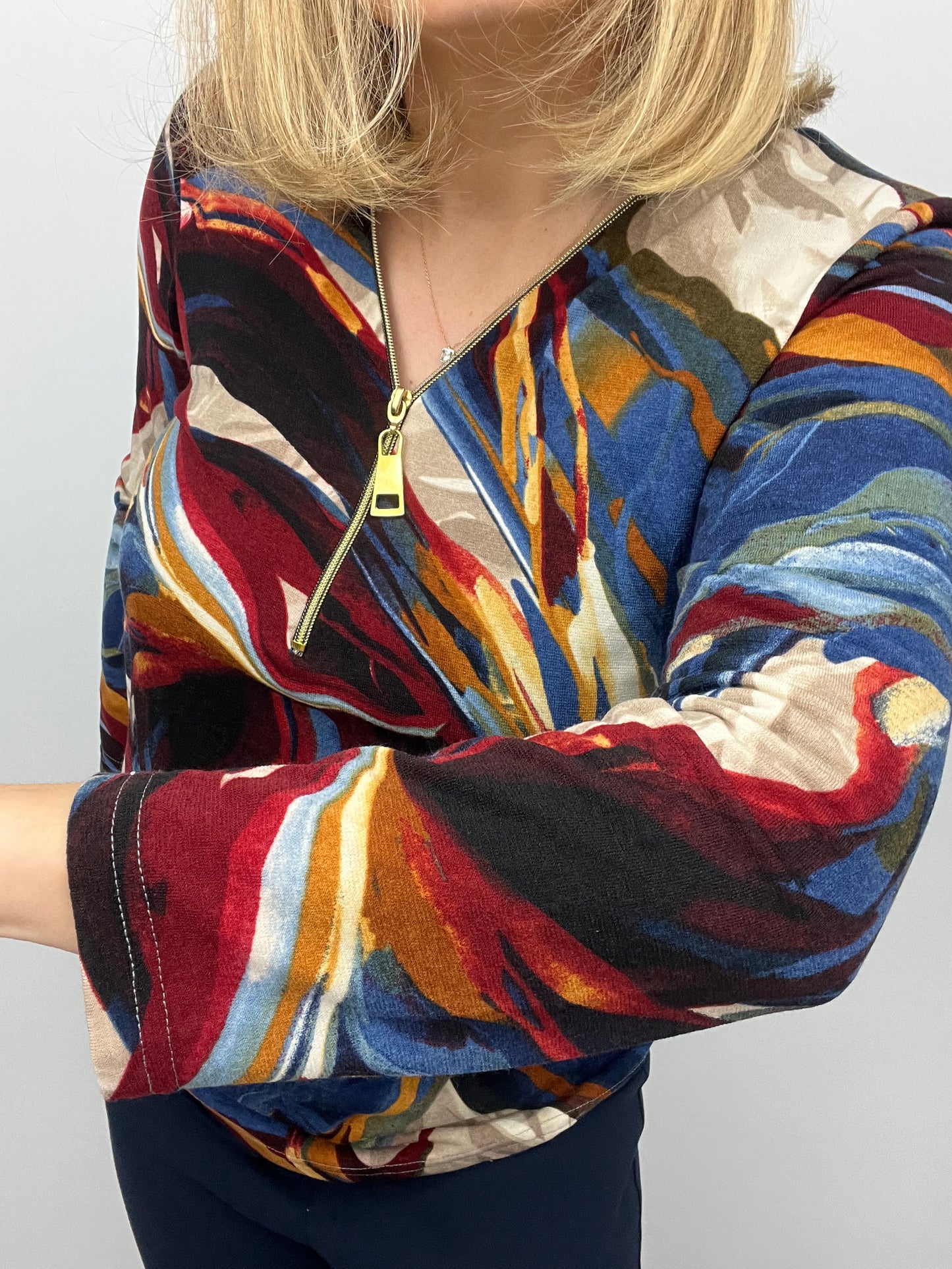 PAULINE fine knit zip top