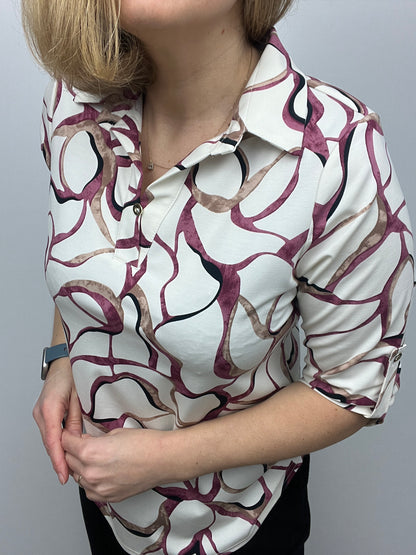 BARBARA top with collar and V-neckline